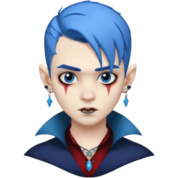 boy wampire with blue hair and face tattooed and extra big earing emoji