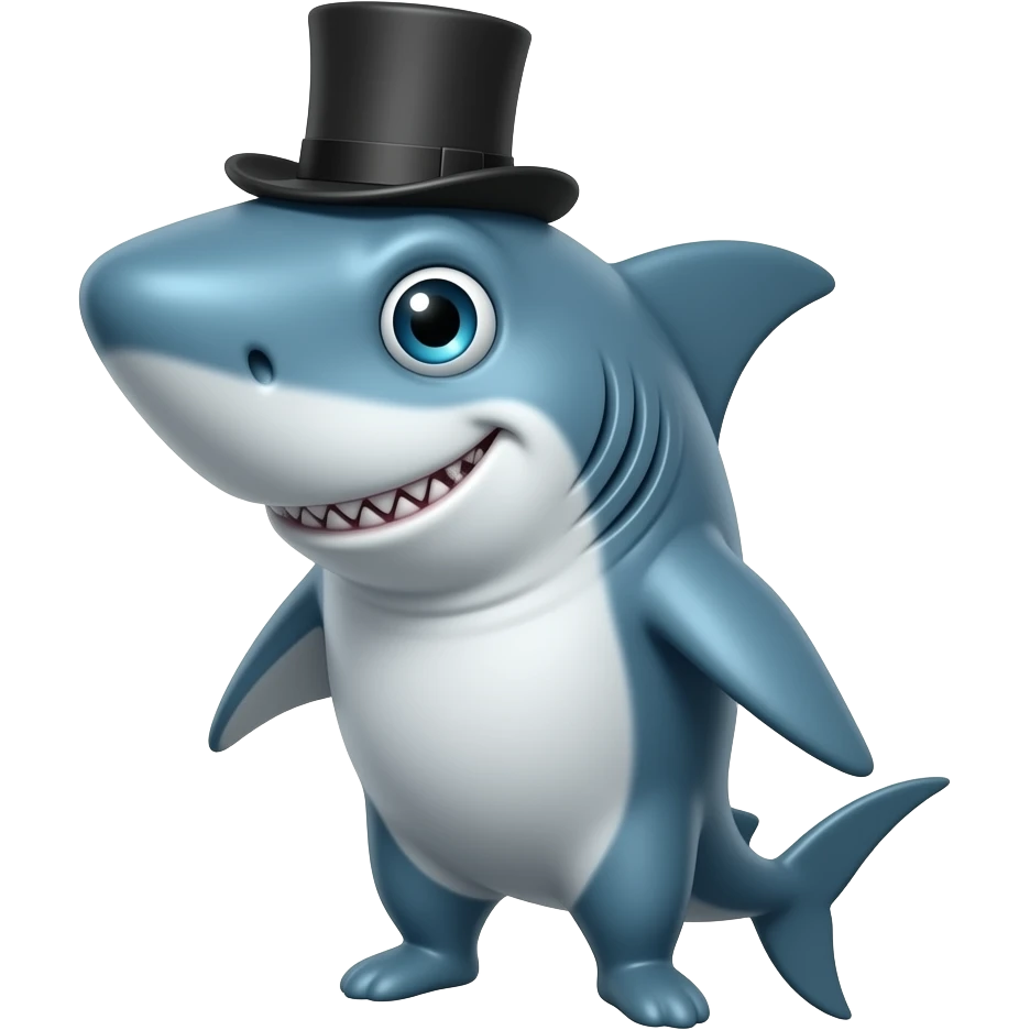 Shark with a top hat emoji