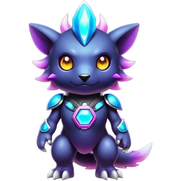 Cute cool colorful dark nebula Digimon-animal-hybrid full body emoji