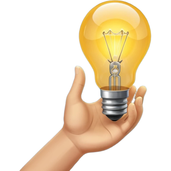 a hand holding a lightbulb emoji