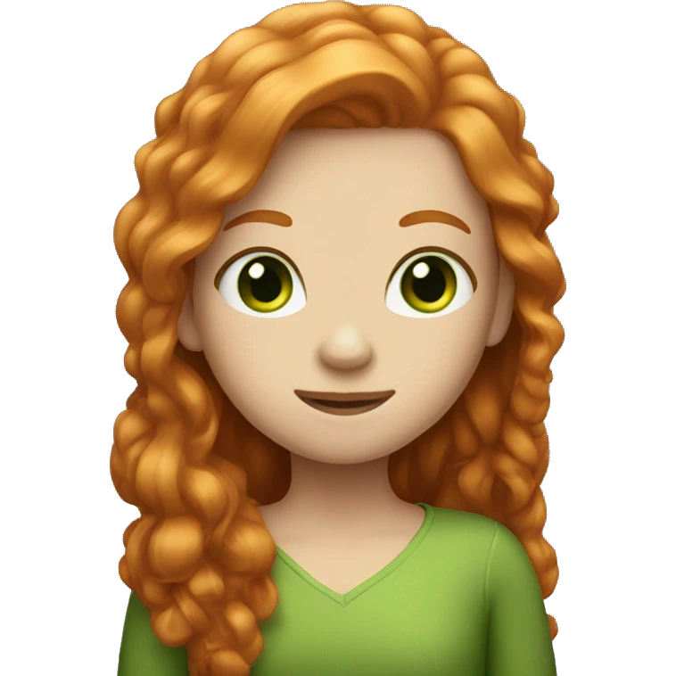 Ginger girl with really long hair and green eyes emoji