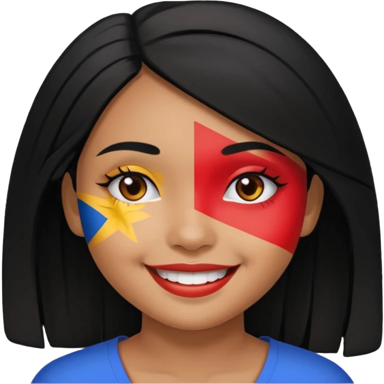 girl with black hair smile with Filipino colors emoji