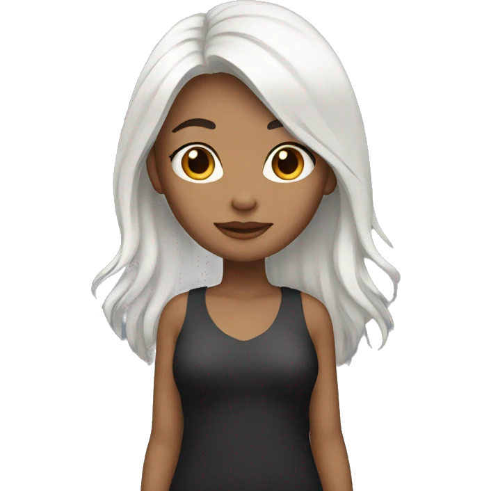 Woman who has half black hair and half White hair  emoji