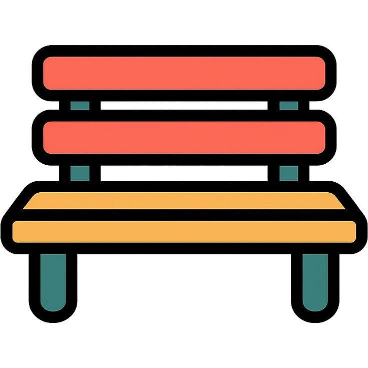 bench with black outlines and color fill emoji