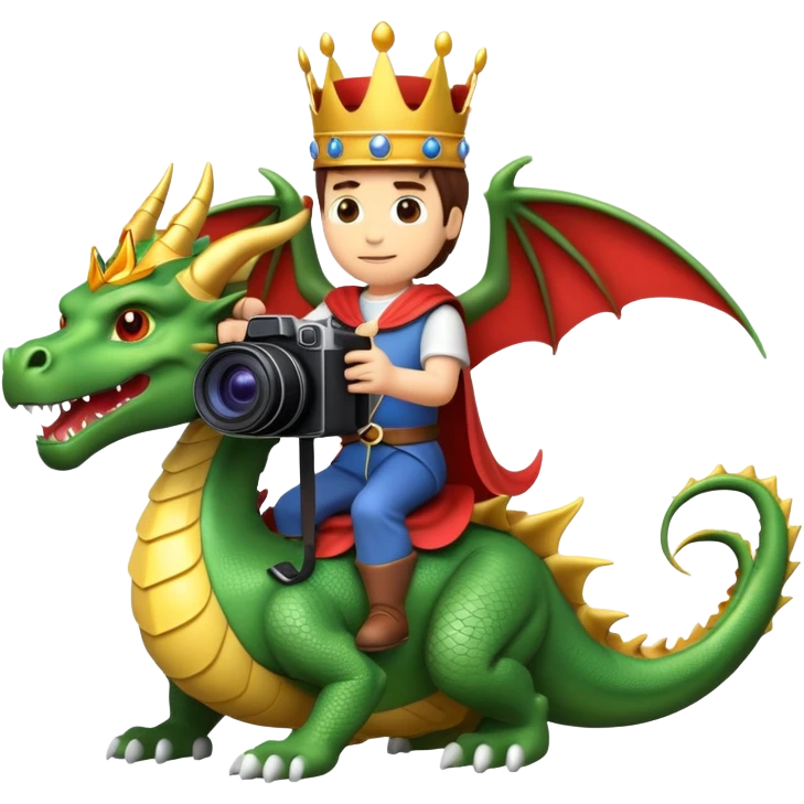 King riding dragon with camera  emoji