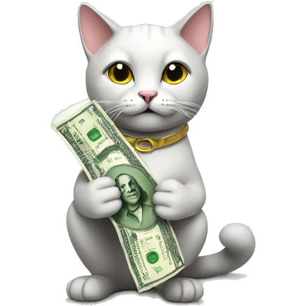 Cat holding money emoji