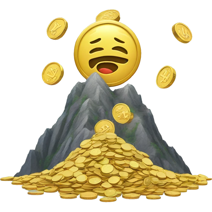 coins falling on a mountain of coins emoji