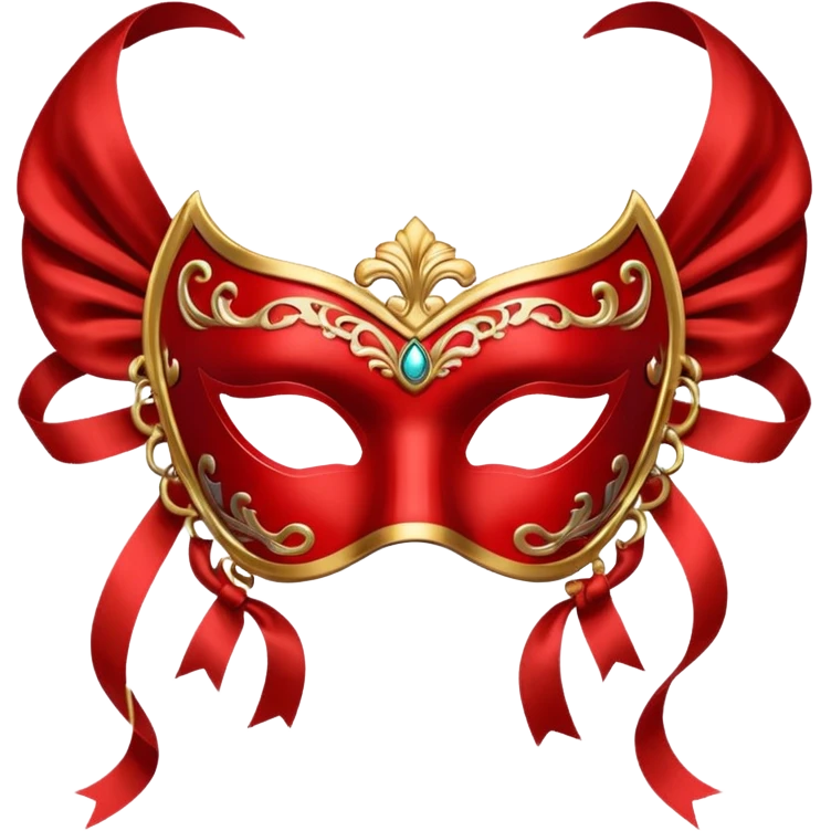 red mask with ribbons emoji