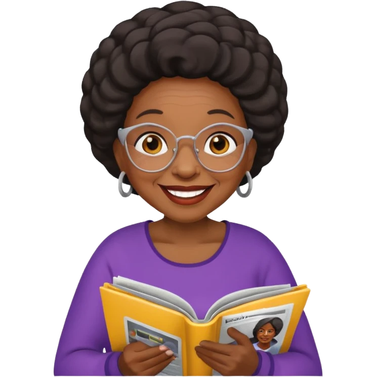 old black woman read magazine emoji