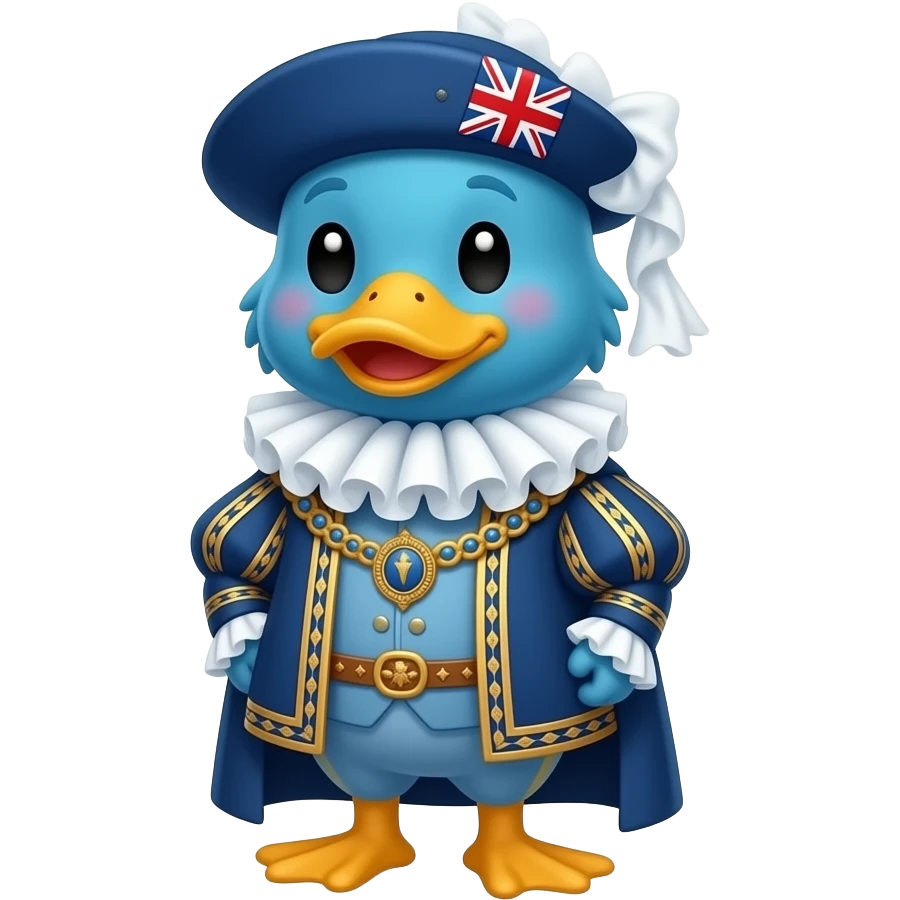cartoon duck (blue fur) dressed as an english noble emoji