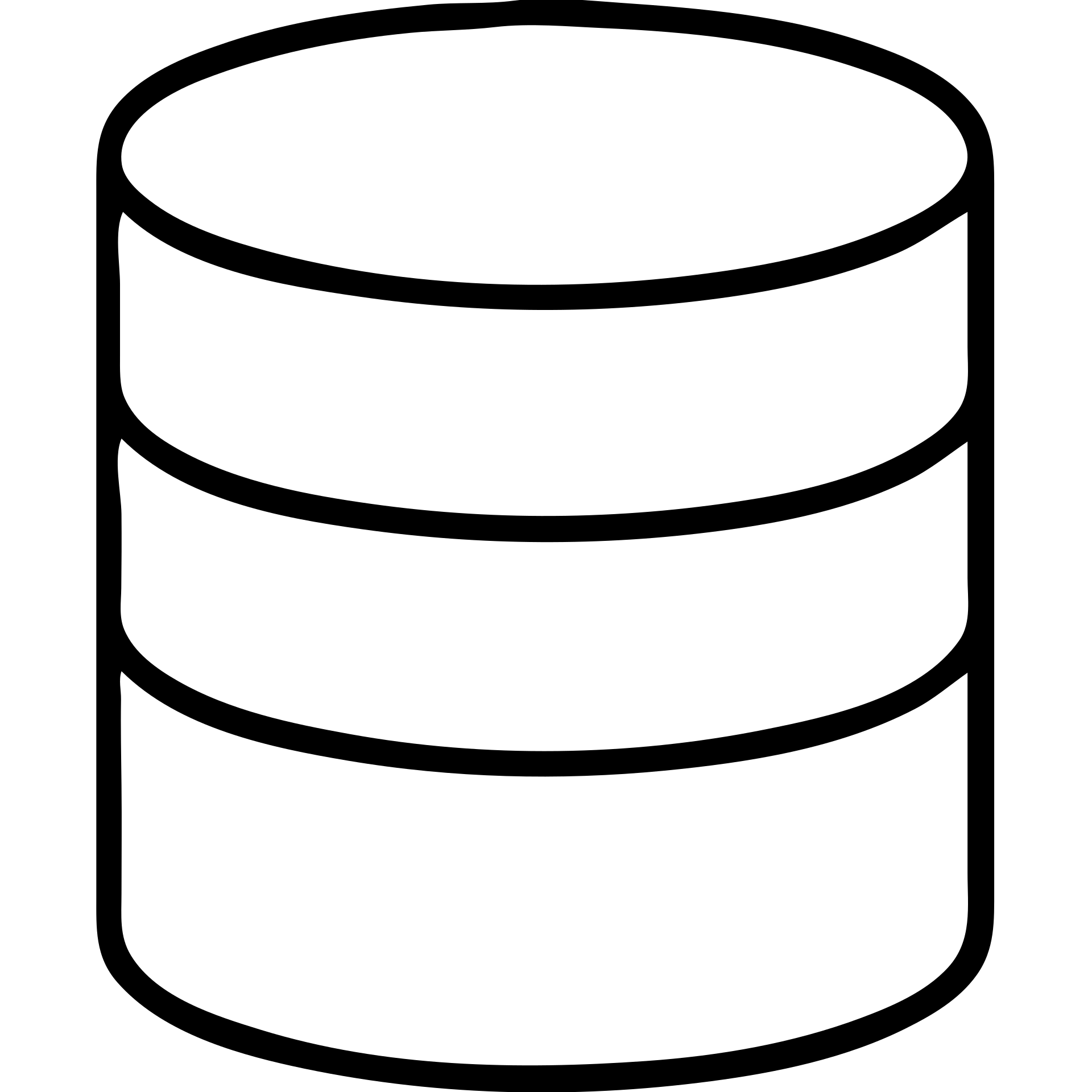 Simple database outline, cylindrical data storage with horizontal lines emoji