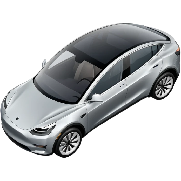 A Tesla Model Y parallel parking at a curb, from above emoji