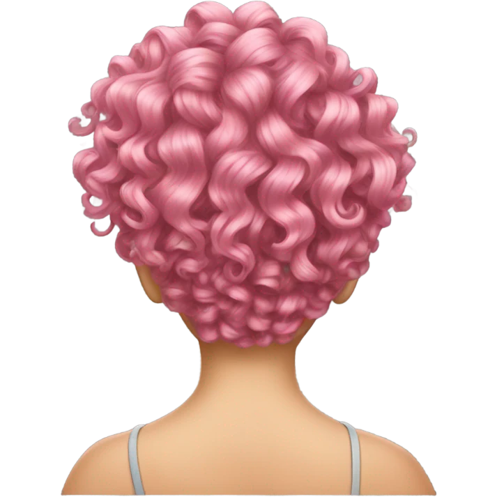Pink curly hair back view emoji