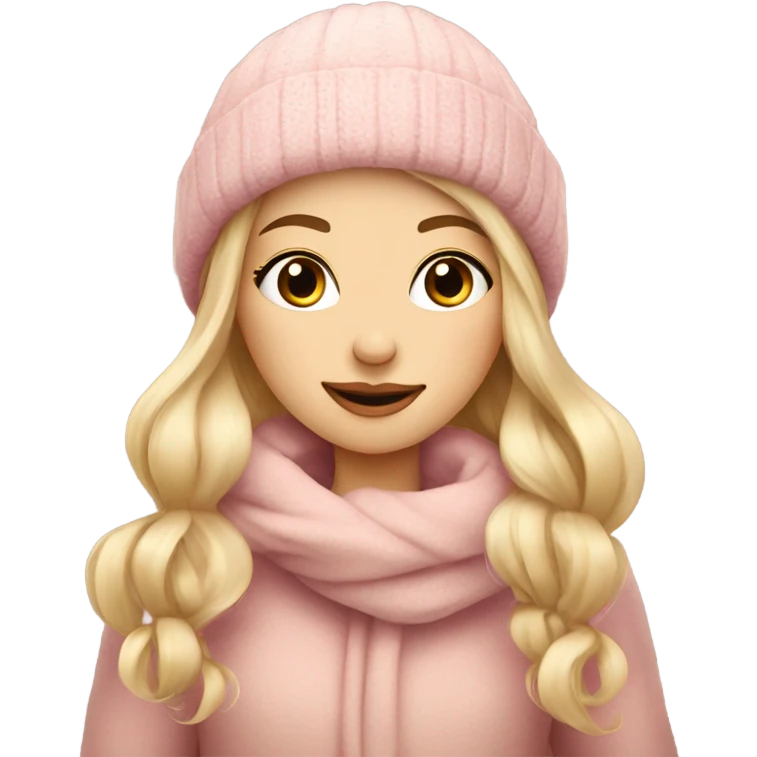 cozy beautiful finnish blond winter girl brown pink emoji