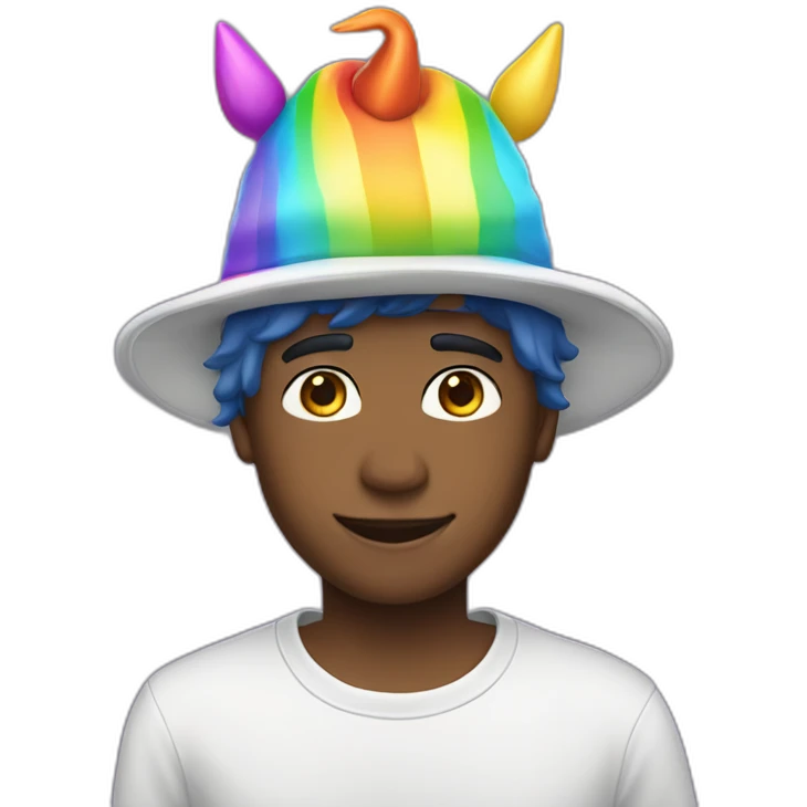 Posh-boy-with-rainbow-unicorn-hat emoji