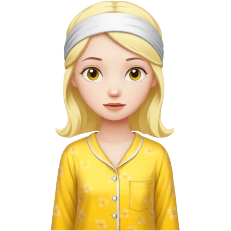women in yellow pyjamas with headband emoji