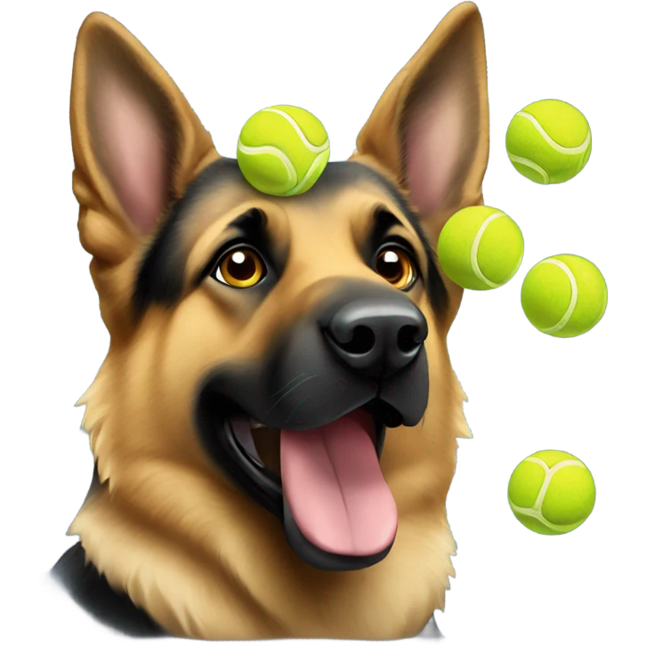 German shepherd with tennis balls emoji