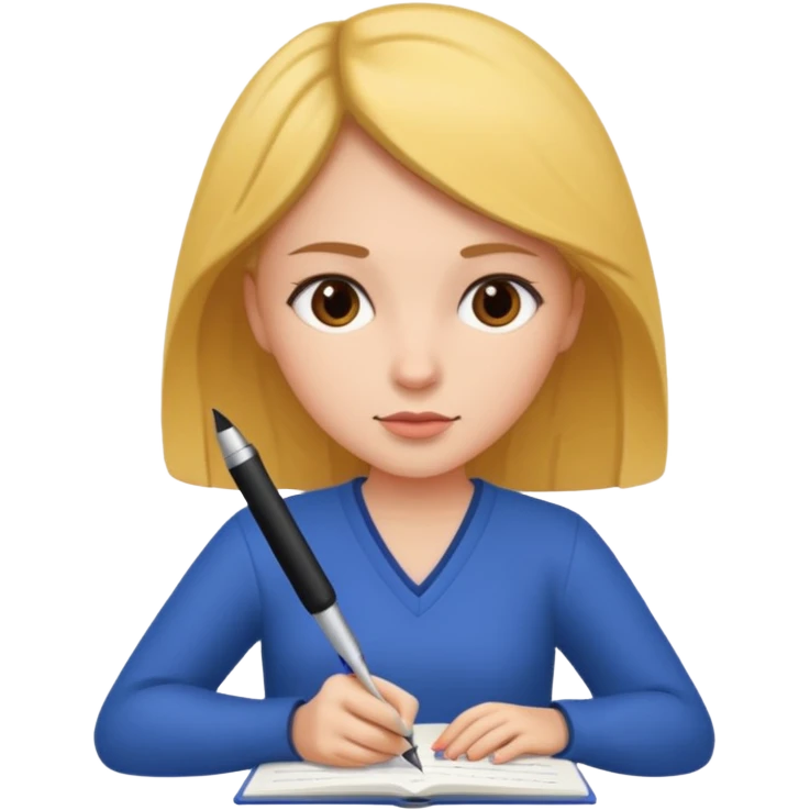 woman journaling with a pen emoji