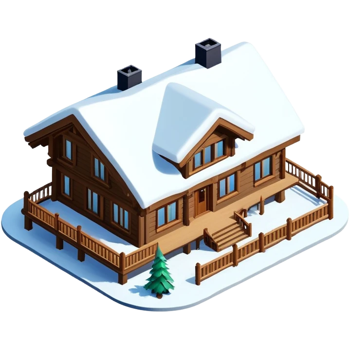 3d realistic isometric luxury ski lodge exterior emoji