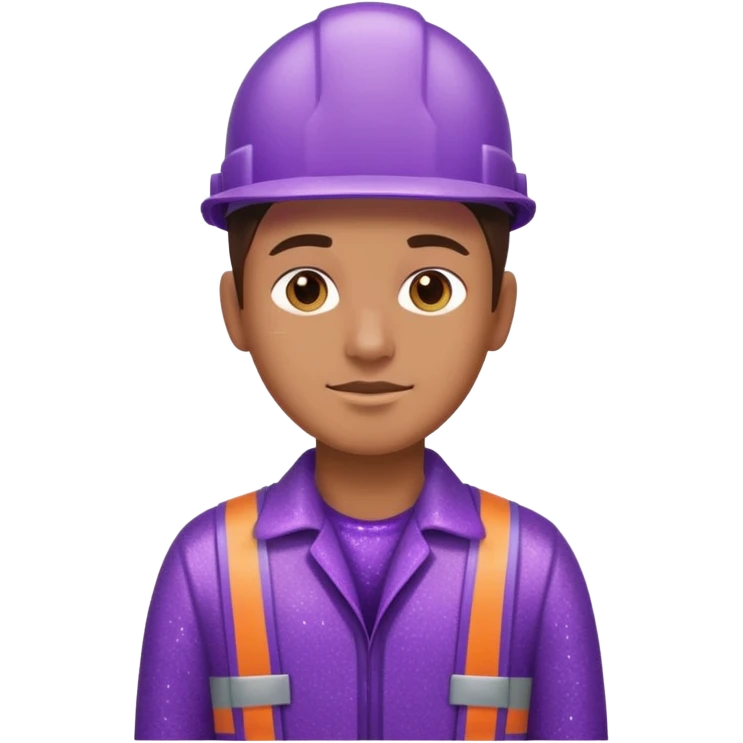 industrial worker wearing purple glittery clothes emoji