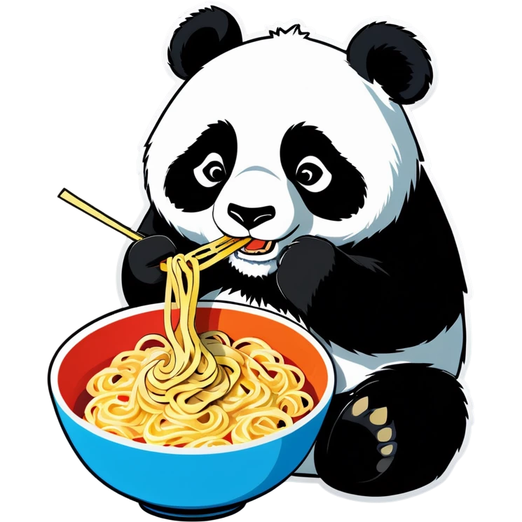 Panda eating noodles  emoji