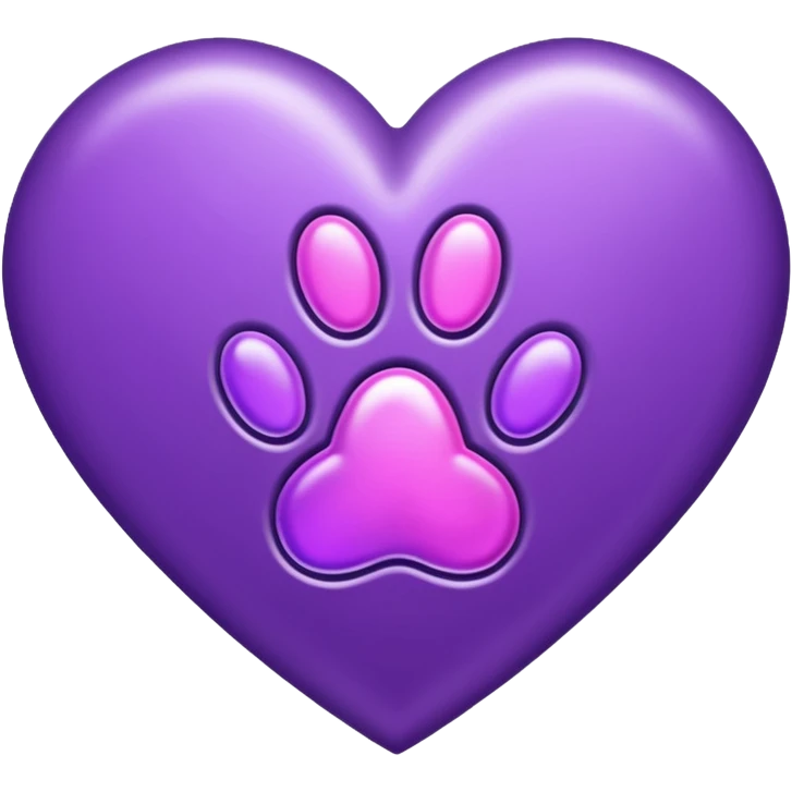 purple heart with a paw print emoji