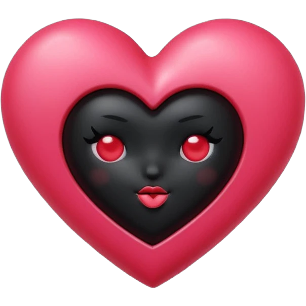 realistic 3d soft cute blackpink goth heart emoji