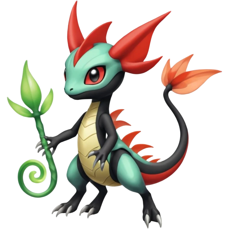 Splash-patterned emotional sparky sparky boom boom painful Meloetta-Guilmon-Salandit-Celebi-Pokémon-Fakémon-fusion-hybrid-creature emoji
