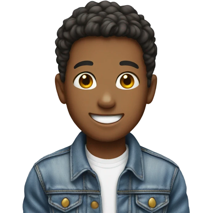 smiling boy in denim jacket emoji