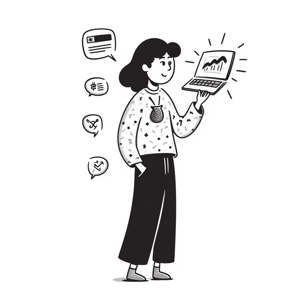 Sketch of future human with neural implants, digital aura, and floating tech interfaces emoji