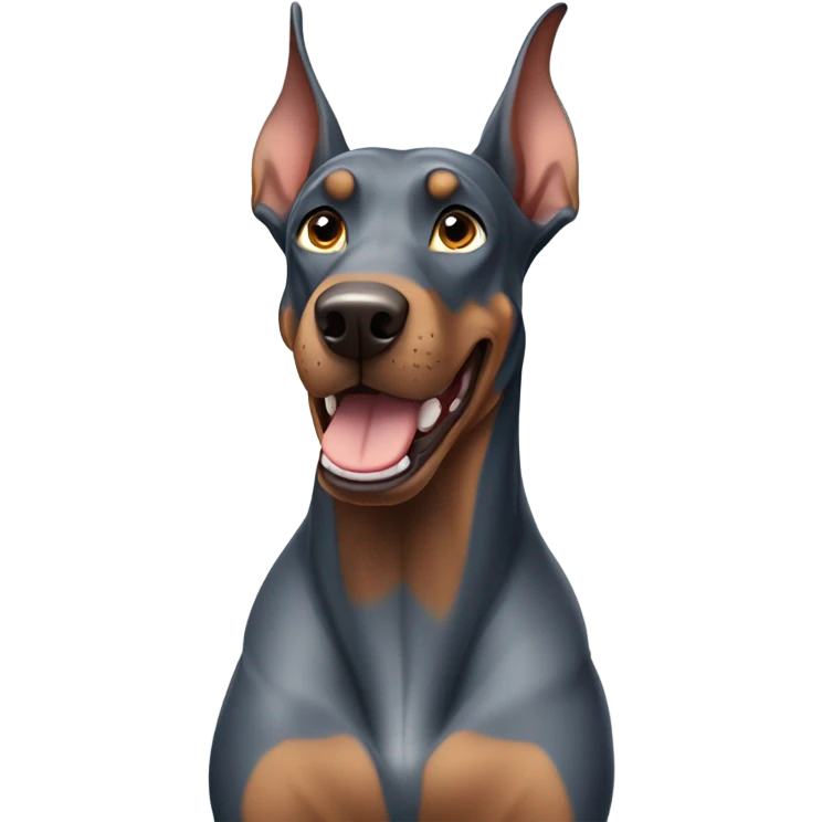 blue grey doberman smiling emoji