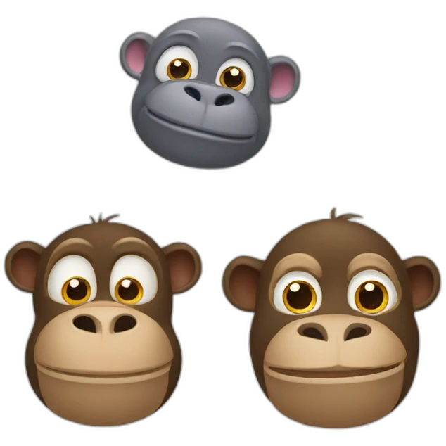 2 monkeys and hippopotamus emoji