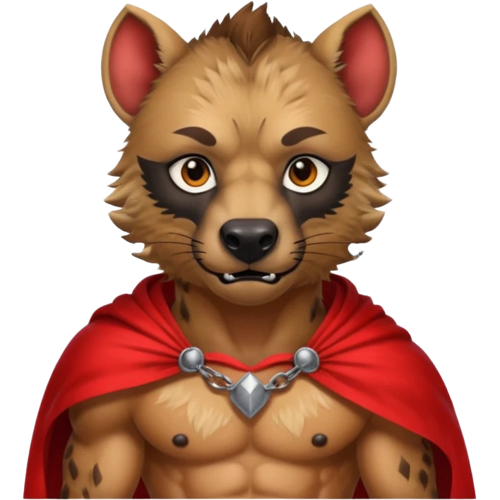 Strong hyena warrior with red cape  emoji