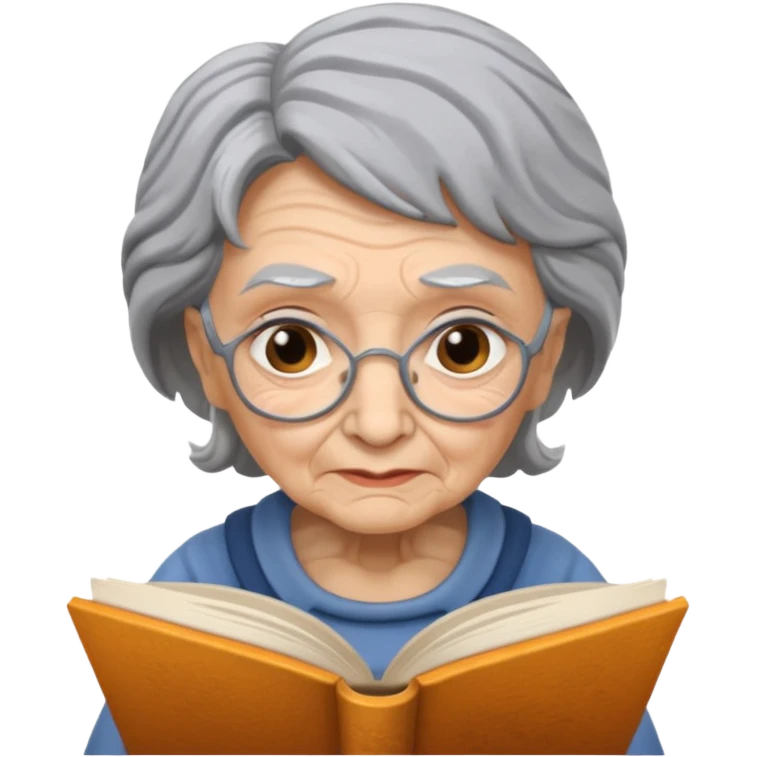 old woman read book emoji
