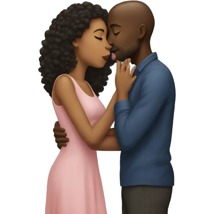Black man mixed woman kissing emoji