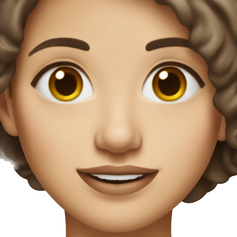 Woman of 29 years, smart, white skin, brown eyes, brown hair, beautiful lips, smiled. emoji