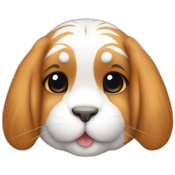 holland lop rabbit crossed with a bear with floppy ears and tiger stripes emoji