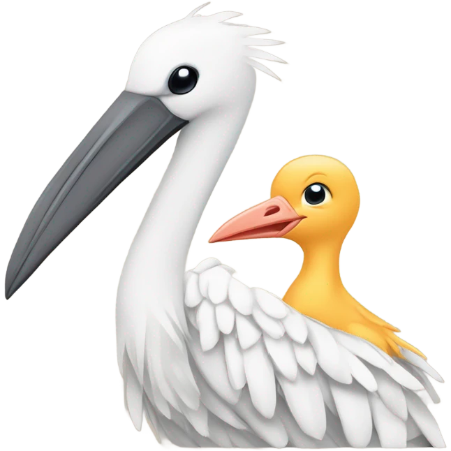 Stork with human baby emoji