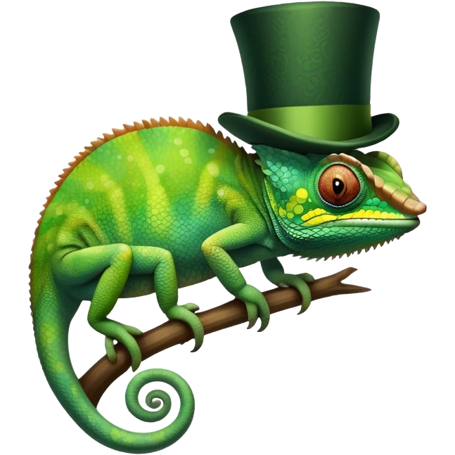Chameleon with a top hat  emoji