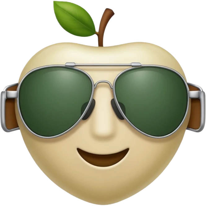 aviator sunglasses with light beige frame and dark green lenses, Apple emoji style, no text emoji