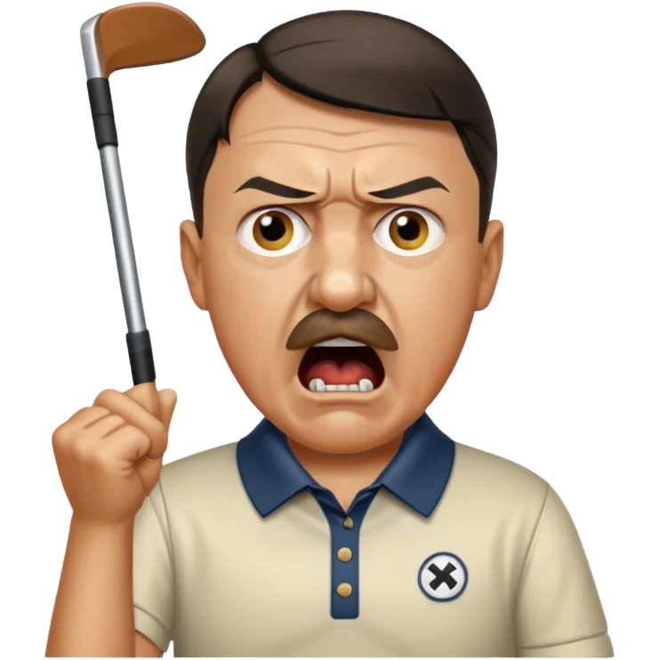 Adolf Hitler playing golf while yelling Fore! emoji