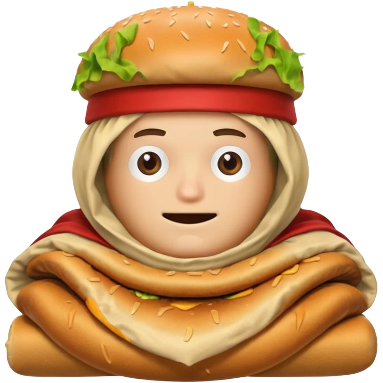 roblox guy wearing burger hat hiding under smelly blanket emoji