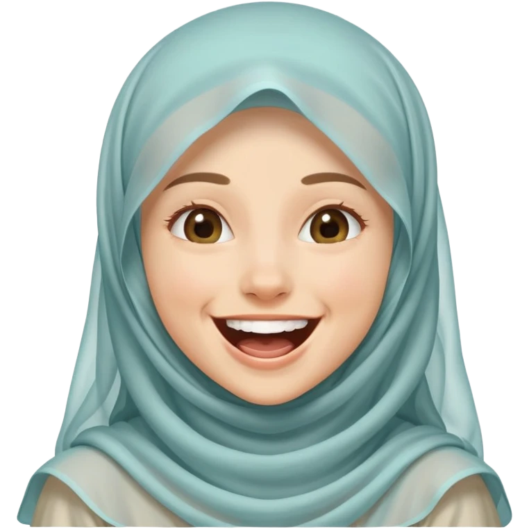 Veiled girl in a cartoon style laughing emoji