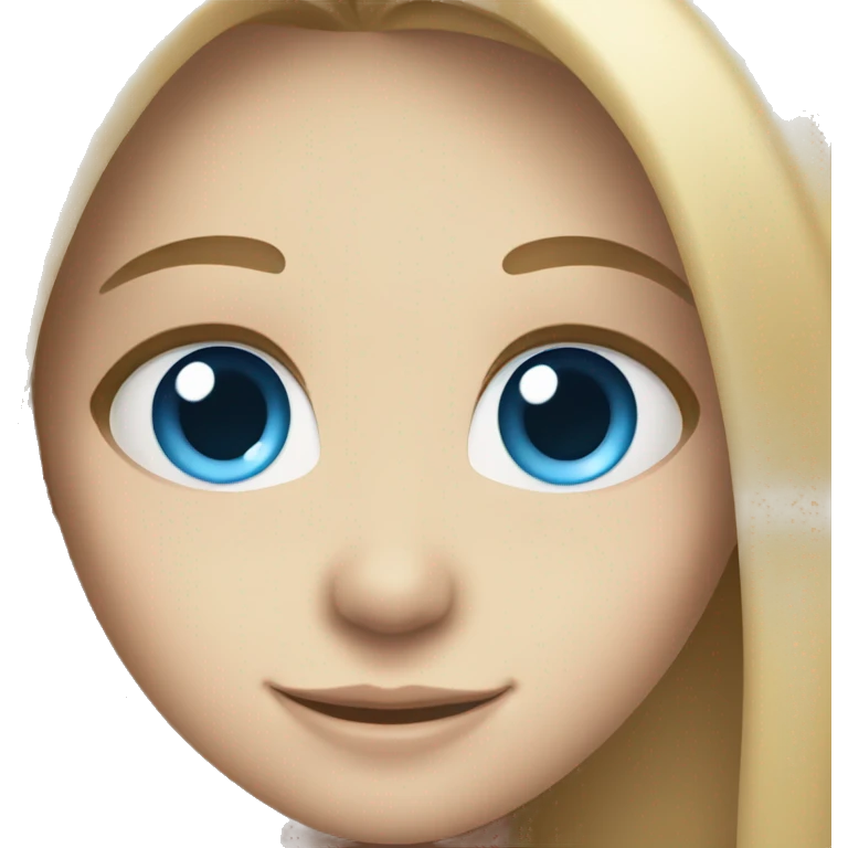 smiling girl with blue eyes and long hair emoji