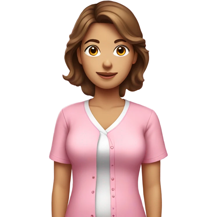 cute woman with brown hair, pink nursing shirt emoji