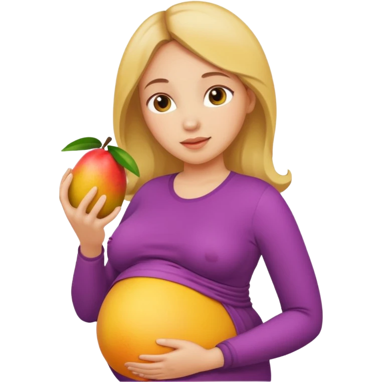 Pregnant woman with mango on belly emoji