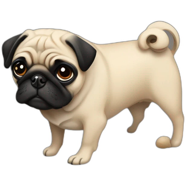 pug color negro feo con cara de tonto emoji