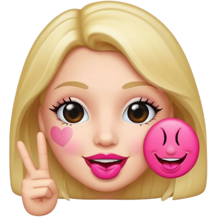 Peace sign kissy face emoji