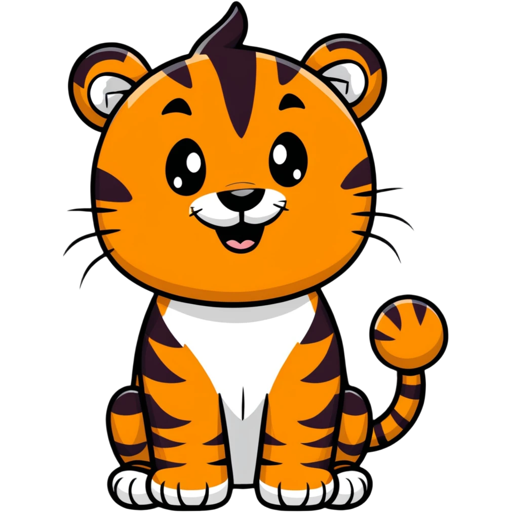 Cartoon tiger with big smile emoji