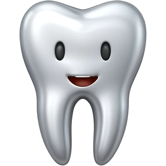 human tooth emoji, smooth chrome ceramic-metal texture, clean medical luxury aesthetic, isolated on white, no face emoji